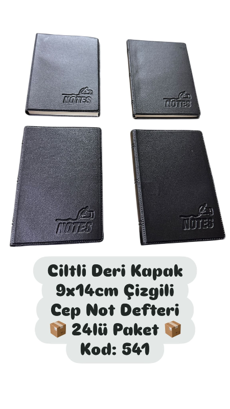 9X14 CİLTLİ DERİ KAPAK CEP NOT DEFTERİ / 24LÜ PAKET